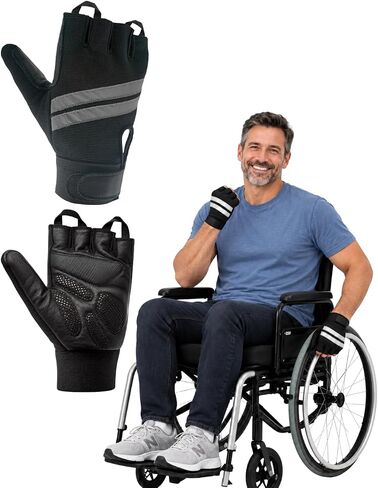 Inspired Comforts Wheelchair Gloves Fingerless Full Thumb with Anti-Slip Grip, Breathable & Reflective in Kuwait