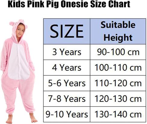 WAFUNNE Kids Piggy Costume Cosplay Halloween Animal Onesie for Boys Girls Child Pink Pig in Kuwait