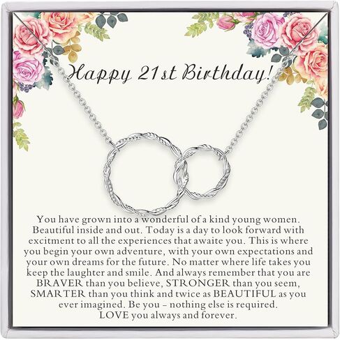 AM ANNIS MUNN 21st Birthday Gifts for Her, 925 Sterling Silver Necklaces for Women 21st Birthday Gifts for Women Daughter Gitfs from Mom, Gifts for Sisters from Sisters in Kuwait