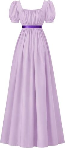 Regency Dresses for Women Victorian Tea Gown Dress with Satin Sash Vintage Ball Gown Ruffle Puff Sleeve in Kuwait