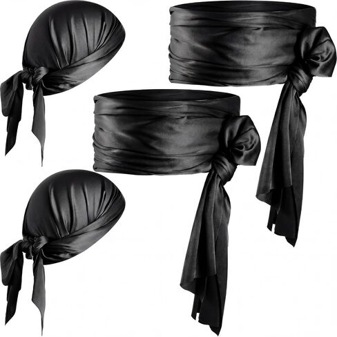 Vicenpal 4 Pcs Pirate Accessories Pirate Bandana and Sash Belt Pirate Head Scarf Headband Party Favor for Men Women in Kuwait