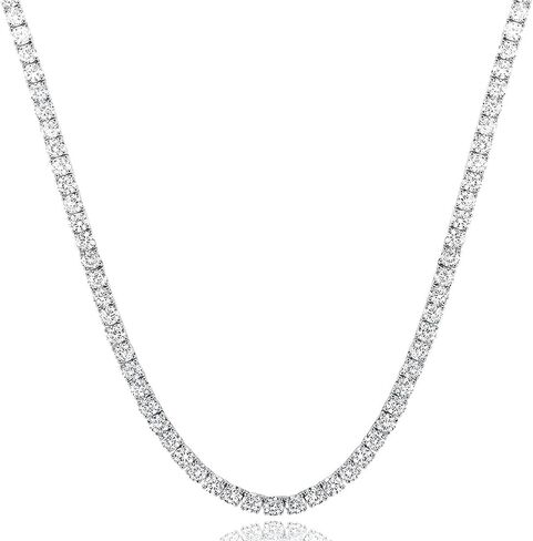 MDFUN Tennis Necklace Chain for Women and Men 18K White Gold Plated 3.0mm Cubic Zirconia Round Cut 16-24 inches in Kuwait