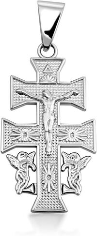 Fine Sterling Silver Caravaca Double Cross Crucifix Pendant in Kuwait