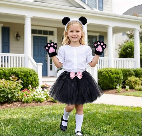 Kirei Sui Kids Animal Costume White Black Panda Tutu Ear Headband Bow Tie Tail Paws in Kuwait