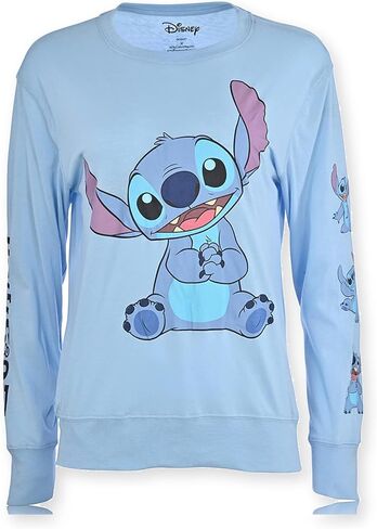 Ladies Lilo and Stitch Shirt - Ladies Classic Lilo and Stitch Long Sleeve Top with Sleeve Prints in Kuwait