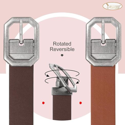 JASGOOD Women Reversible Leather Belt for Jeans Pants Fashion Leather Belt with Rotated Buckle in Kuwait