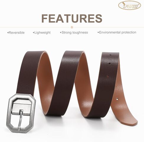 JASGOOD Women Reversible Leather Belt for Jeans Pants Fashion Leather Belt with Rotated Buckle in Kuwait