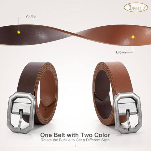 JASGOOD Women Reversible Leather Belt for Jeans Pants Fashion Leather Belt with Rotated Buckle in Kuwait