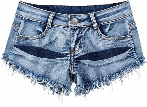 MUYDZ Women's Sexy Summer Cutting Torn Low Waist Hot Pants Nightclub Beach Denim Shorts in Kuwait