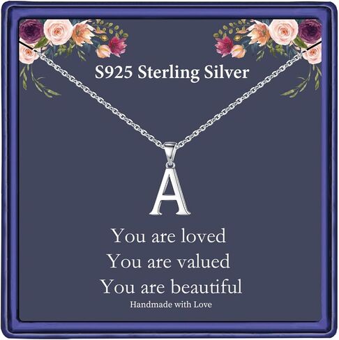 Hidepoo S925 Sterling Silver Initial Necklaces for Women Girls, Dainty Sterling Silver Initial Necklace Girls Gifts Letter Pendant Necklace Personalized Initial Necklaces for Women Teen Girls Jewelry in Kuwait