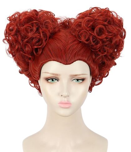 yuehong Women Red Brown Heart Sanderson Wig Cosplay Costume Halloween Hair Wig Fashion Party Wigs in Kuwait