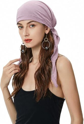 ZLYC Chemo Headwear Pre Tied Head Scarf Headwraps Lightweight Turban Beanie Cap for Women in Kuwait