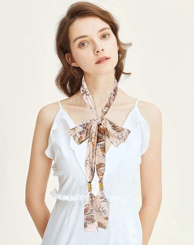 GERINLY Women Skinny Scarf Thin Chiffon Belt Band Long Tie Scarf Bag Handle Wraps in Kuwait