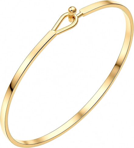 Dainty Gold Bar Bracelet for Women Simple Delicate Thin Cuff Bangle Hook Bracelet 18K Gold Plated Handmade Minimalist Jewelry in Kuwait