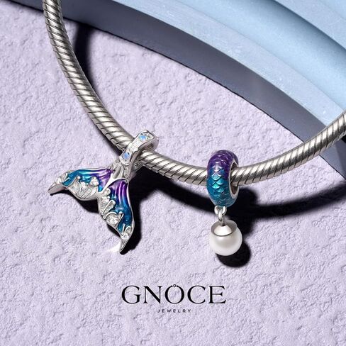 GNOCE Mermaid Tail Pendant Charms 925 Sterling Silver Dangle Charm for Bracelet Jewelry Gift For Women Girls Wife Daughter Fit Snake Chain Bracelets in Kuwait
