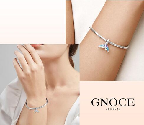 GNOCE Mermaid Tail Pendant Charms 925 Sterling Silver Dangle Charm for Bracelet Jewelry Gift For Women Girls Wife Daughter Fit Snake Chain Bracelets in Kuwait