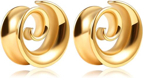 2PCS Fashion Round Spiral Saddle Plugs Hangers for Stretched Lobe Ear Tunnels Gauges Plugs Piercing Body Jewelry in Kuwait