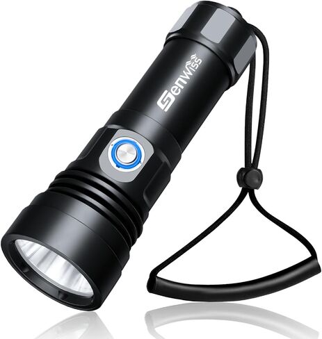Genwiss Scuba Diving Flashlight Dive Torch 2000 Lumen Waterproof Underwater XM-L2 LED Submarine Lights Holder with Rechargeable Battery,Charger for Under Water Deep Sea Cave at Night in Kuwait