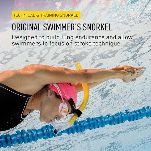 FINIS Original Center-Mount Swimmer's Snorkel for Lap Swimming and Swim Training, Yellow, Adult in Kuwait