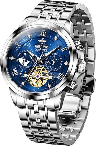 OUPINKE Mens Automatic Watches Real Diamond Self Winding Mechanical Gold Luxury Dress Mens Wrist Watch Waterproof in Kuwait