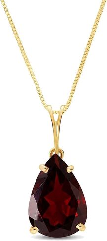 Galaxy Gold GG Genuine 14k Solid Yellow Gold Pendant Necklace with Stunning 5 Carat (CTW) Natural Garnet Gemstone Pendant in Kuwait