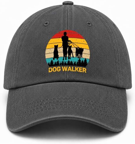 Pishovi Dog Walker Funny Distressed Washed Black Baseball Cap, Vintage Adjustable Cotton Cap, Retirement Gifts for Men and Women, Birthday for Mom Grandma Dog Lovers in Kuwait