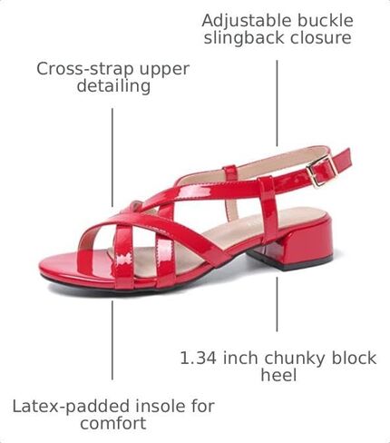 Peijely Women's Open Toe Cross Straps Low Block Chunky Heels Slingback Sandals Party Dress Summer Shoes in Kuwait