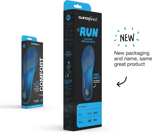 Superfeet RUN Comfort - Carbon Fiber Orthotic Shoe Insoles - High Arch Support for Running Shoes - 13.5-15 Men / 14.5-16 Women in Kuwait