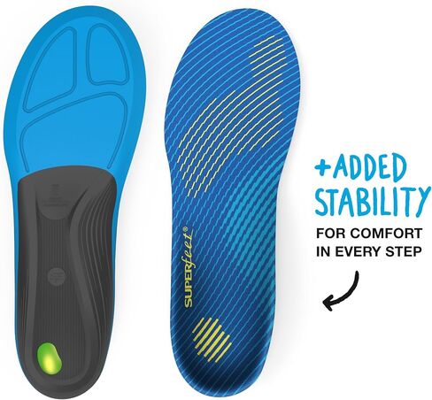 Superfeet RUN Comfort - Carbon Fiber Orthotic Shoe Insoles - High Arch Support for Running Shoes - 13.5-15 Men / 14.5-16 Women in Kuwait