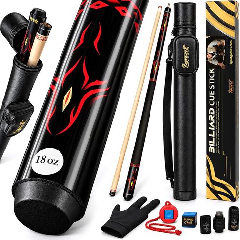 IgnatGames 2-Pieces Pool Cue Stick - 58" Canadian Maple Professional Billiard Pool Cues Sticks with Low Deflection Shaft + Hard Case, 3 in 1 Pool Stick Tip Tool, 3 Finger Glove and Chalk Holder in Kuwait