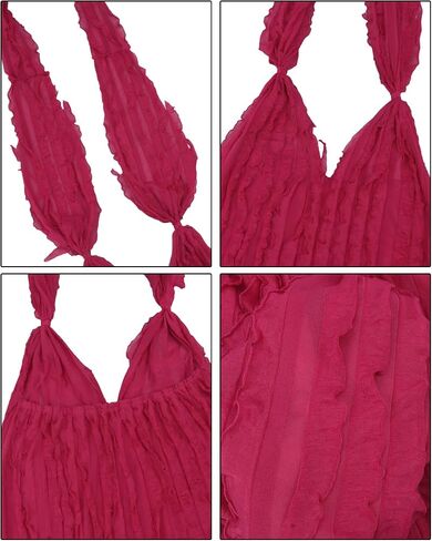 Suillty Women's Halter Low Cut Maxi Dress Sexy Sleeveless Hollow Out V Neck Backless Bodycon Party Club Long Dresses in Kuwait