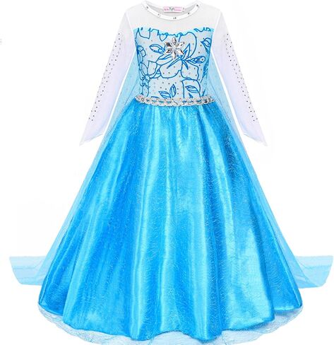 Avady Princess Costume for Girls Princess Dresses Up Kids Birthday Party Halloween Cosplay Outfits in Kuwait