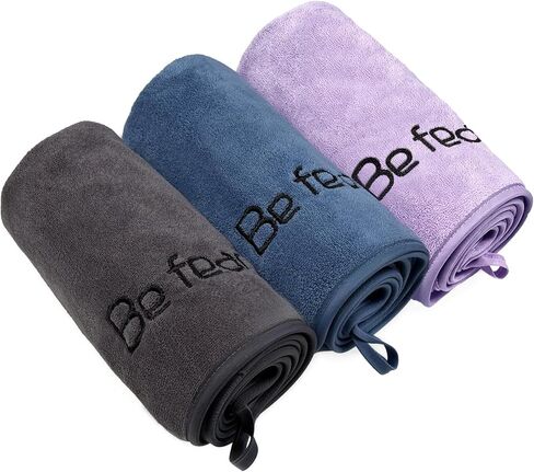 BOBOR Gym Towels Set, Microfiber Sports Towel for Men and Women, Super Soft and Quick-Drying 3-Pack Set Towel, for Tennis, Yoga, Cycling, Swimming (1Blue+1Purple+1Gray, 14" x 29") in Kuwait