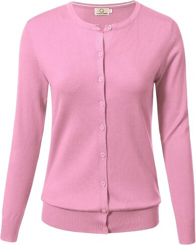 Allsense Women's Long Sleeve Button Down Lightweight Crewneck Knit Cardigan Sweater in Kuwait