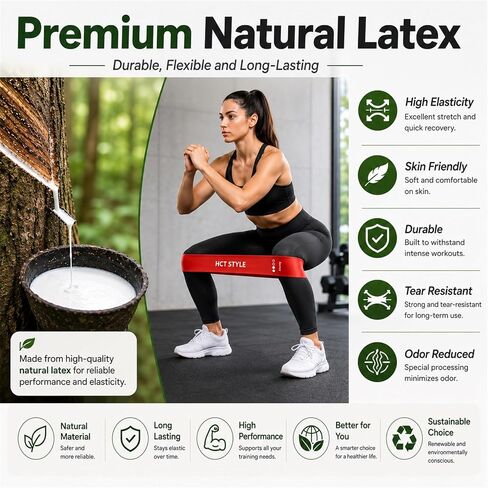 HCT STYLE Exercise Band Resistance Bands for Working Out Men and Women Set 5 Levels Yoga Pilates,Natural Latex is Non Toxic and Odorless Not curl with Exercise Instructions e Carry Bag. in Kuwait