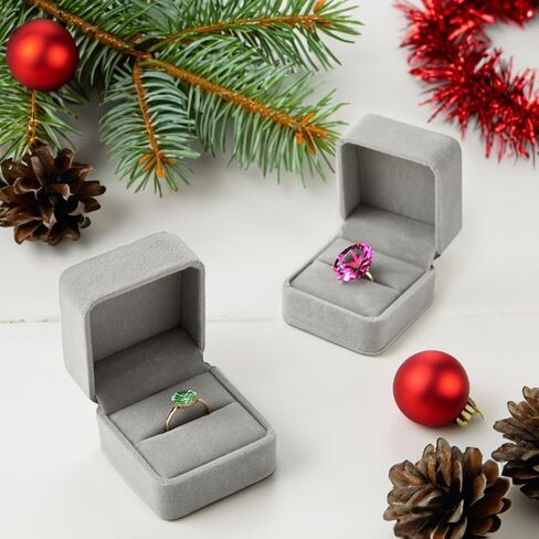 6 Pack Jewelry Box Set - Jewelry Boxes - Velvet Jewelry Box Ring Gift Box Set, Single Ring Box Cases - for Proposal, Engagement, Wedding, Presentation - Grey, 2.5 x 1.7 x 2.2 Inches in Kuwait