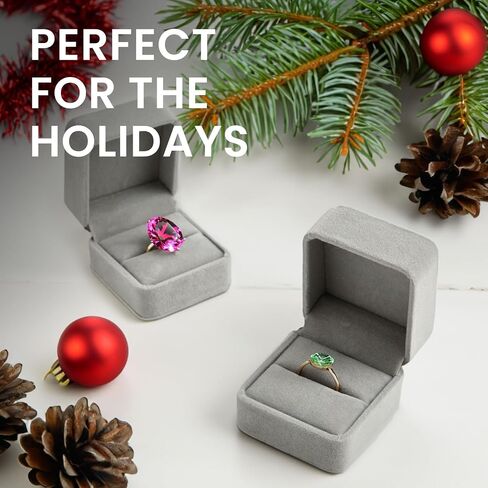 6 Pack Jewelry Box Set - Jewelry Boxes - Velvet Jewelry Box Ring Gift Box Set, Single Ring Box Cases - for Proposal, Engagement, Wedding, Presentation - Grey, 2.5 x 1.7 x 2.2 Inches in Kuwait