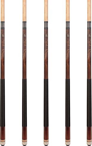 ASKA Set of 5 Brown L2 Billiard Pool Cues, 58" Hard Rock Canadian Maple, 13mm Hard Le Pro Tip, 19oz. in Kuwait