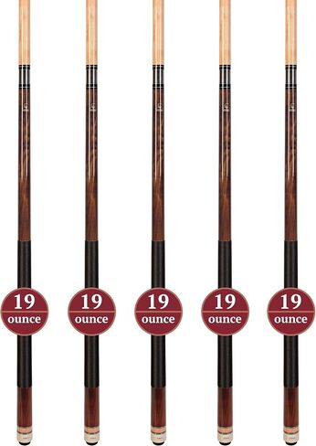 ASKA Set of 5 Brown L2 Billiard Pool Cues, 58" Hard Rock Canadian Maple, 13mm Hard Le Pro Tip, 19oz. in Kuwait