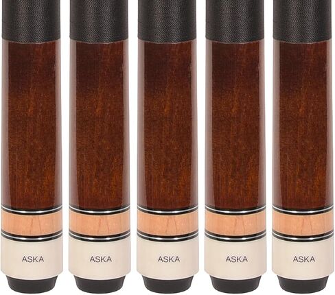 ASKA Set of 5 Brown L2 Billiard Pool Cues, 58" Hard Rock Canadian Maple, 13mm Hard Le Pro Tip, 19oz. in Kuwait