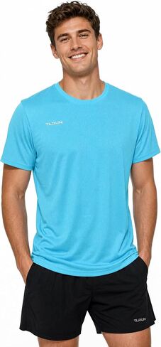 TLRUN Men's Ultra Lightweight Running Shirts, Dry Fit Marathon Top Tee, Cool Short Sleeve Athletic T-Shirts in Kuwait