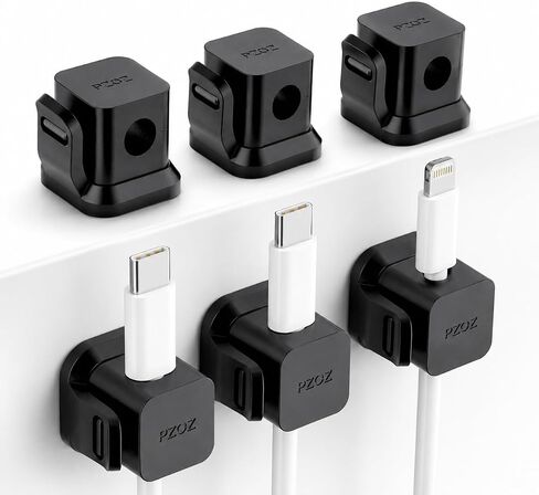 PZOZ 6 Pack Cord Organizer, Adhesive Charger Cable Clips, Wire Holder Keeper Organizer, Charging USB Cable Management for Home Office Desk Phone Car Wall Desktop Nightstand (White) in Kuwait