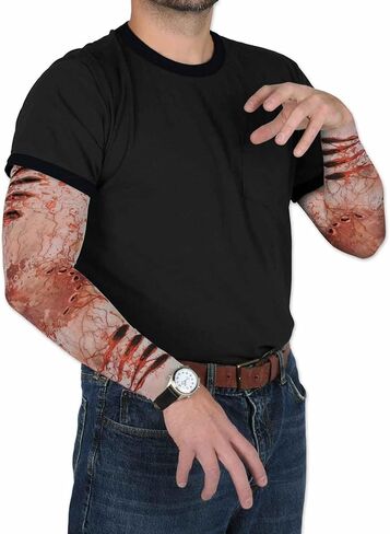 Beistle Zombie Bite Party Sleeves 1 Pair Halloween Wearing Apparel, Costume Accessory, One Size, Red/Black/Tan in Kuwait