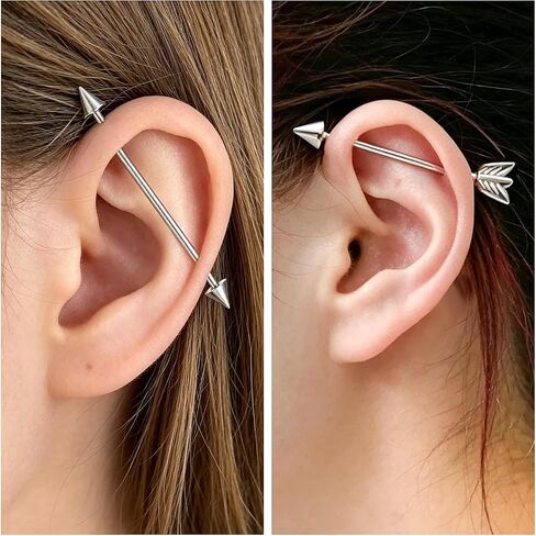 Goerhsjie Industrial Piercing Jewelry Industrial Earrings Industrial Piercing Industrial Bar Piercing Industrial Bar Industrial Jewelry Industrial Piercing Jewelry Surgical Steel Industrial Barbell in Saudi Arabia