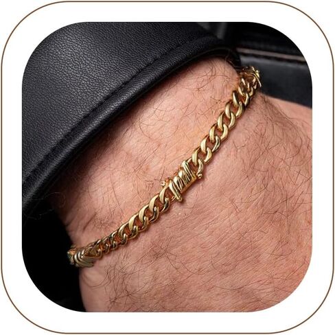 ChainsHouse Gothic Punk Barbed Wire Thorns Bracelet Mens Stainless Steel Brambles/Cuban Link Chain Bracelet, Hip Hop Rock Cool Jewelry, 6/8/13mm Wide, 7"-8.3" Length, Send Gift Box in Kuwait