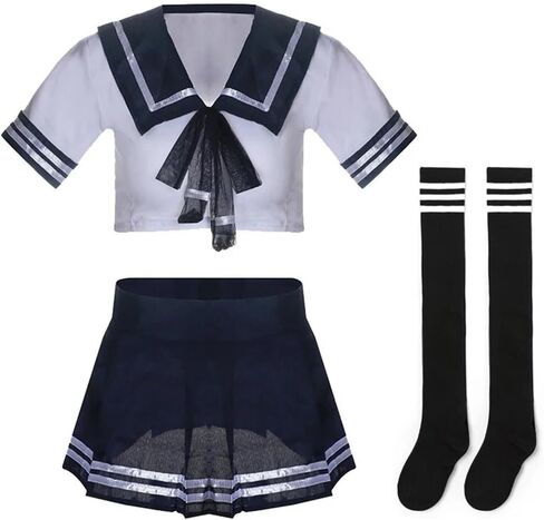 JasmyGirls School Girl Outfit Lingerie Schoolgirl Costume Kawaii Anime Cosplay Lingerie Naughty Japanese Uniform Stockings in Kuwait