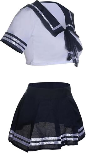 JasmyGirls School Girl Outfit Lingerie Schoolgirl Costume Kawaii Anime Cosplay Lingerie Naughty Japanese Uniform Stockings in Kuwait