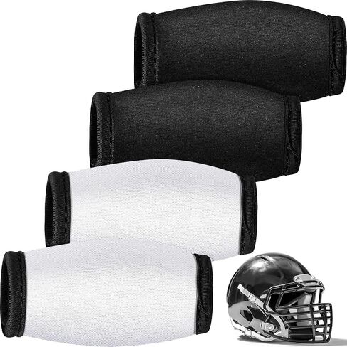 Libima 4 Pieces Football Chin Strap Cover Men's Chin Strap Pad Helmet Chin Pad for Adult and Youth Boys, White and Black, One Size in Kuwait