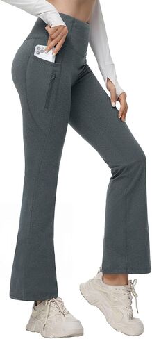 baleaf Women's Fleece Lined Pants Water Resistant Winter Thermal Warm Flare Leggings Bell Bottom Yoga Pants with Pockets in Kuwait