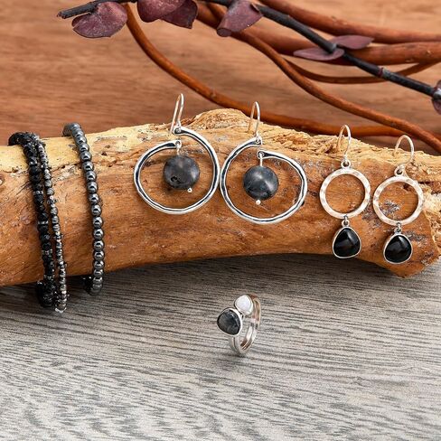 Silpada 'Dark Halo' Natural Black Agate Drop Earrings in Sterling Silver in Kuwait